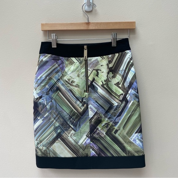 Ted Baker Lucilia Parquet Abstract Geo Print Faux Wrap Mini Skirt Size 2 - Picture 3 of 8
